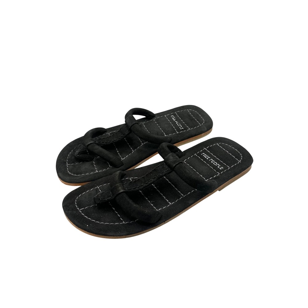 Free People Womens Black Suede Tubular Thong Flat Sandals Size 8 OB14291199